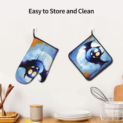 Halloween Bat Graffiti Oven Mitts Set