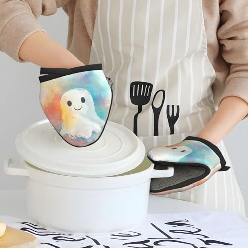 Halloween Ghost Mini Silicone Oven Mitts Safe for Baking Kitchen use