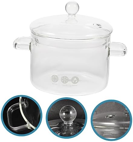 HOLIDYOYO High Borosilicate Glass Stockpot with Lid