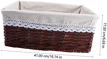 Wicker and Fabric Storage Basket