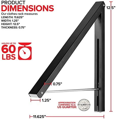 Wall-Mounted Single Foldable Clothes Rack Black