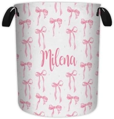 Personalized Baby Girl Pink Bow Laundry Hamper