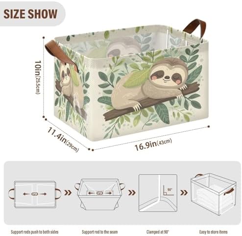 Sloth Storage Basket 32L Collapsible Waterproof Easy to Organize