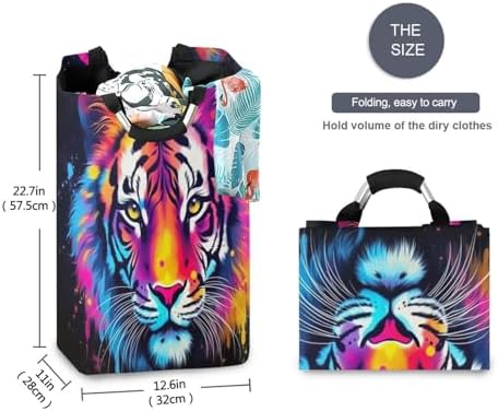 Kigai Collapsible Laundry Basket with Handles Cute Tigers Waterproof Nevil