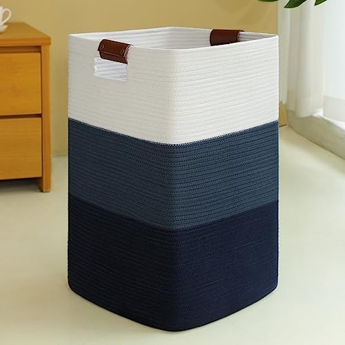 SIXDOVE Extra Large Laundry Hamper Woven Gradient Blue Basket