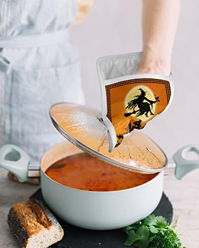 Trick or Treat Halloween flying witch pot holders