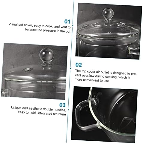 HOLIDYOYO High Borosilicate Glass Stockpot with Lid