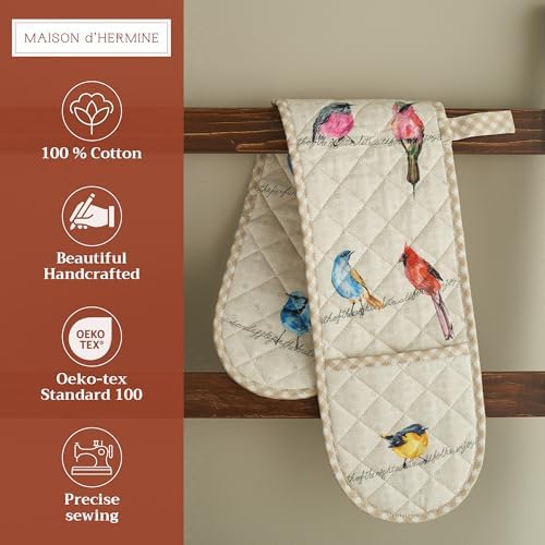 Premium 100 Cotton Double Oven Mitts for Bakers Chefs