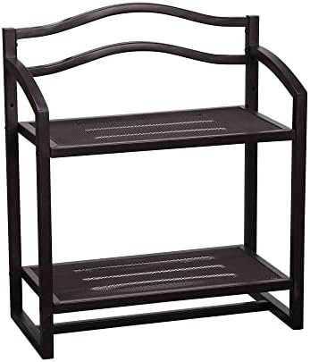 Household Essentials 2-Tier Metal Wall Mount Bathroom Storage Rack Espresso Brown