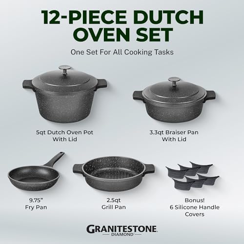 granitestone black 12 pc warming Dutch Ovens set