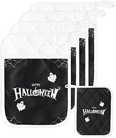 Halloween Pumpkins Ghost Potholders Set of 5