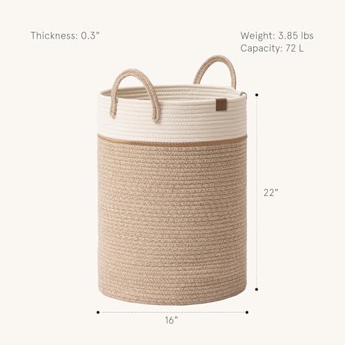 LA JOLIE MUSE 72L Durable Cotton Laundry Basket