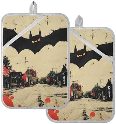 AIXIWAWA Halloween Retro Bat 2-Pack Pot Holders