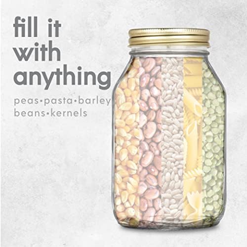 kitchentoolz 32-Ounce Canning Jars 4 Pack with Gold Lids
