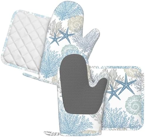 Nautical Coastal Oven Mitts Set