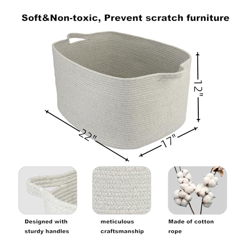 Large Cotton Rope Rectangle Storage Basket for Blankets and Toys