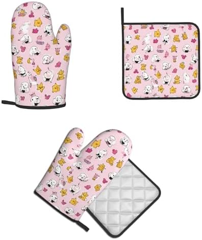 Lovely Rice Ball Printed Oven Mitts and Pot Holders 2pcs Set