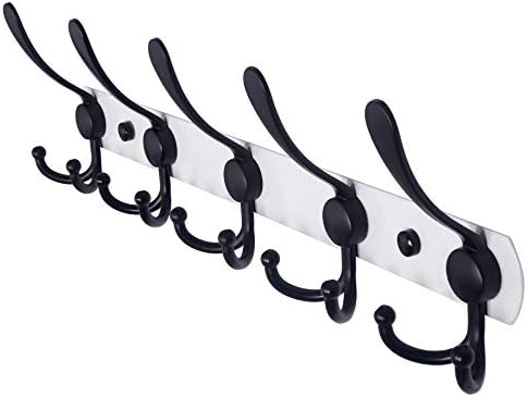 Dseap Wall Mounted Coat Rack with 5 Tri Hooks