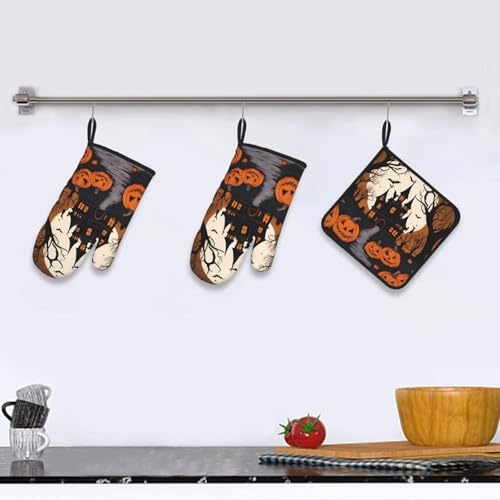 YYHHAOFA Oven Mitts Pot Holder Set Durable Heat-Insulating for Baking Cooking