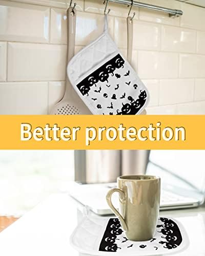 Halloween Pumpkin Bats Potholders Set of 5 Heat-Resistant Kitchen Accessories