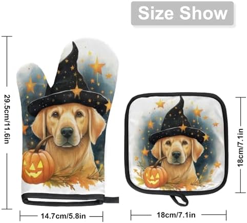 Octopus Halloween Heat-Resistant Oven Mitt and Pot Holder Set