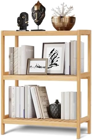 HLXZN 3-Tier Bamboo Freestanding Shelf Unit