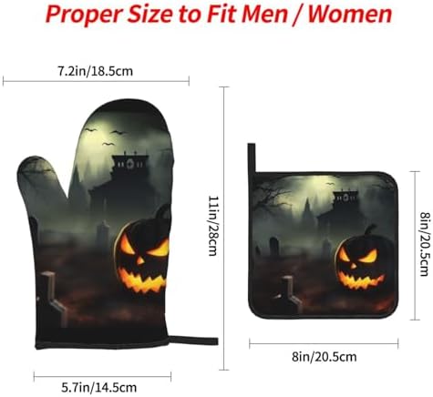 Halloween Horror Oven Mitts and Pot Holder Set of 4