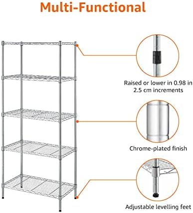 Amazon Basics 5-Shelf Steel Storage Unit 200 lb Capacity Chrome Finish