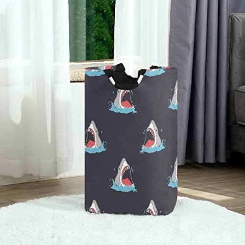 Susiyo Foldable Laundry Basket with Handles and Unique Shark Pattern