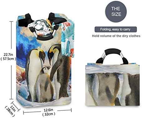 Susiyo Foldable Laundry Basket with Handles and Unique Penguin Pattern