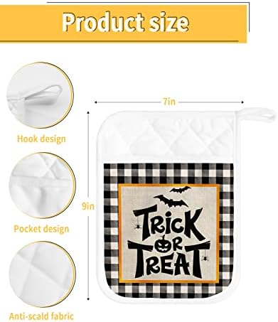 Happy Halloween Pot Holders Set of 5 with Pocket and Hanging Loops