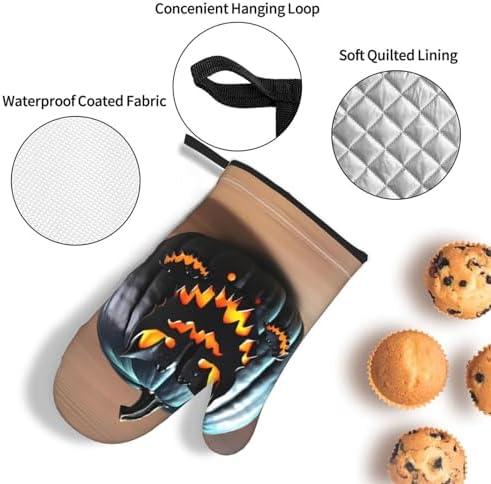 Halloween Bat Pumpkin Oven Mitts Pot Holders Set