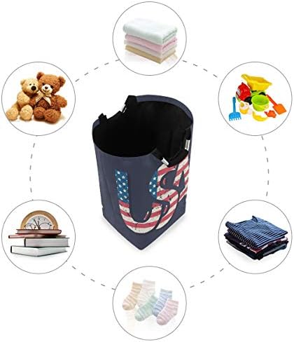 Collapsible Laundry Hamper with American Flag Design