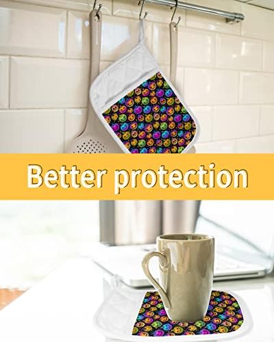 5 Piece Halloween Rainbow Pumpkin Potholders for Kitchen Use - Heat-Resistant Durable