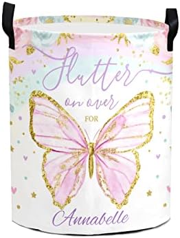 Customizable Butterfly Floral Pattern Water Resistant Laundry Basket