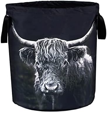 Highland Cow Laundry Basket Foldable Animal Storage Bag for BathroomLaundryBedroom Use