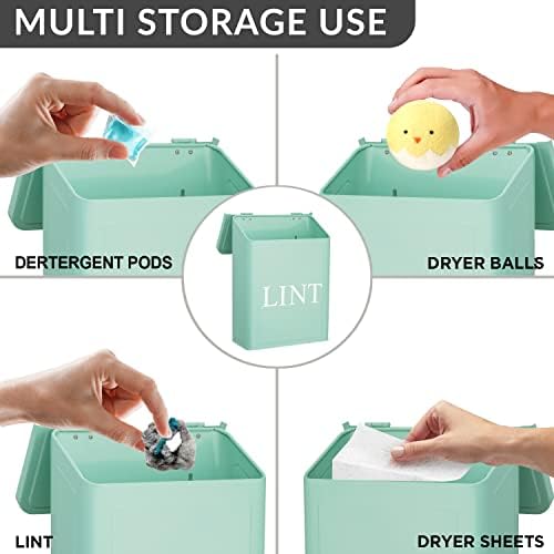 Calindiana Modern Farmhouse Metal Lint Bin 10L Mint Space-Saving Storage Solution
