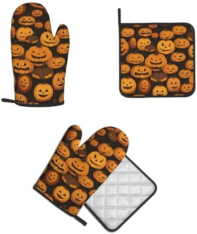 XHHRRDNZ Halloween pumpkin Oven Mitts Set of 2