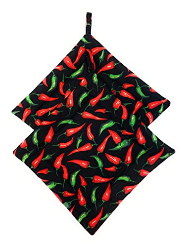 Chili Pepper Set Red Green Trivets for Oven Protection