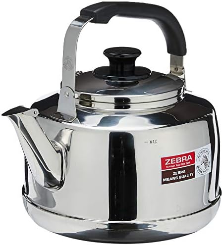 Zebra 75L Polished Mirror Whistling Stainless Steel Teakettle