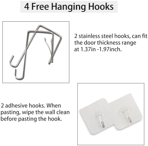 Hanging Laundry Hamper Bag with 2 Adhesive Hooks