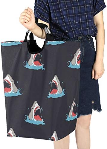 Susiyo Foldable Laundry Basket with Handles and Unique Shark Pattern