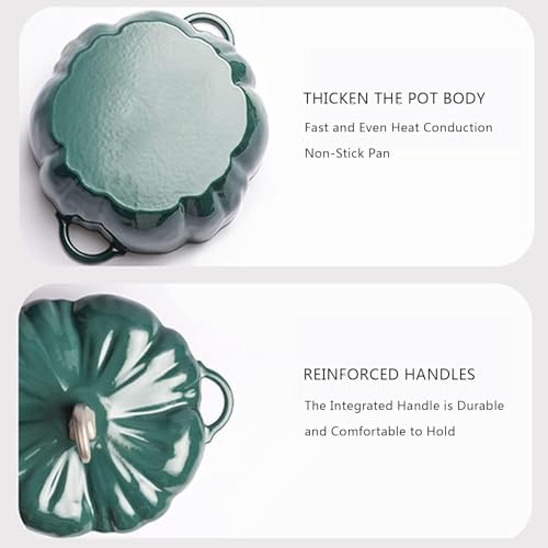 Enameled Cast Iron Dutch Oven with Pumpkin Shape and Lid