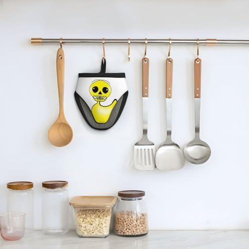 Spooky Halloween Yellow Oven Mitts for Kids and Adults