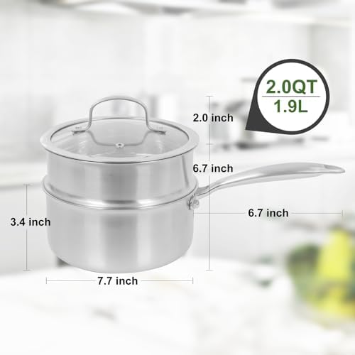 Sleek 2 qt Stainless Steel Saucepan for All Cooktops
