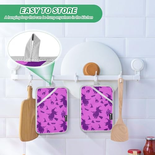 Heat-Resistant Halloween Witch Hat Potholders Set for Baking