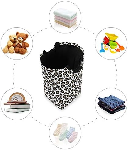 Stylish Large Laundry Hamper Basket with Gray Leopard Print and Handles