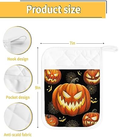 Gehucoxee Halloween Pot Holder Set with Pocket 2 Pack