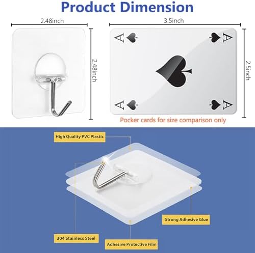 Strong adhesive hooks for home and outdoor use