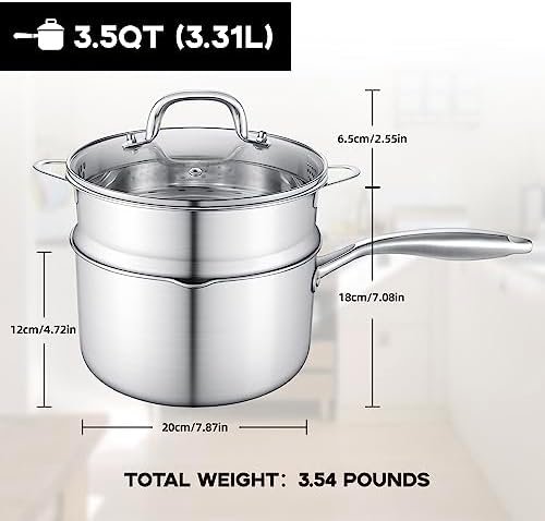 Premium 35 Quart Stainless Steel Saucepan with Ergonomic Handle